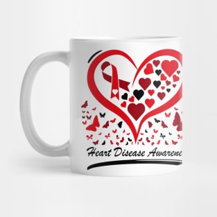 Heart Disease Awareness, Go Red, Heart Healthy, Red Ribbon Mug